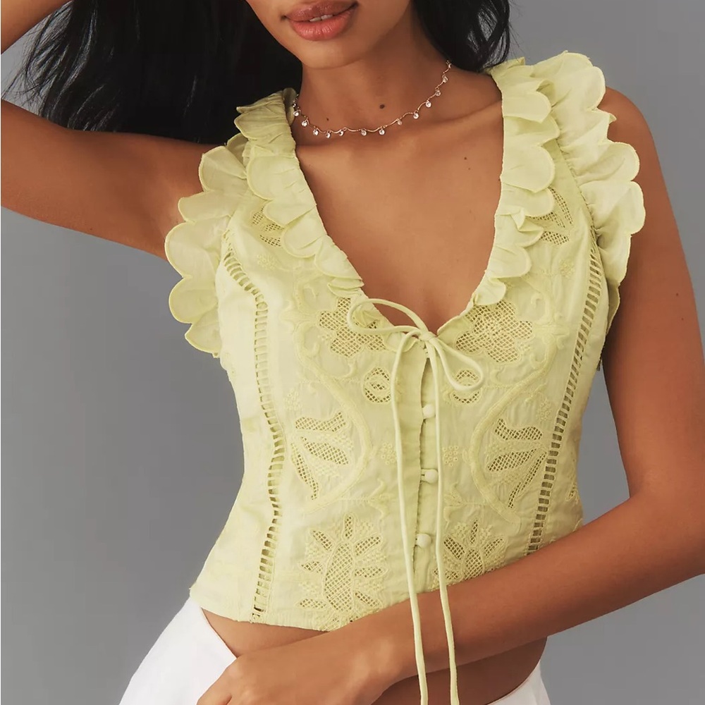 By Anthropologie Sleeveless Ruffle Top NWT